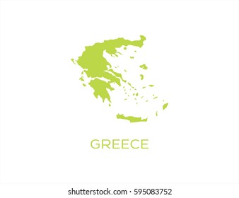 Green map of Greece on white background