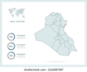 Green map of Iraq vector. isolated on white background.