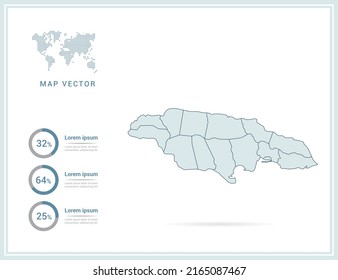 Mapa verde del vector de Jamaica. aislado de fondo blanco.