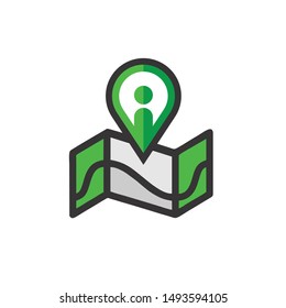 Green map minimalist icon