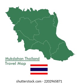 grüne Landkarte Mukdahan Provinz ist eine der Provinzen Thailands