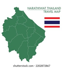 el mapa verde de la provincia de Narathiwat es una de las provincias de Tailandia