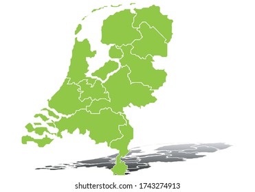 Green map of the Netherlands on white background.