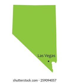 green map of Nevada with indication of Las Vegas