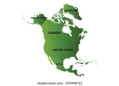 green map of north america