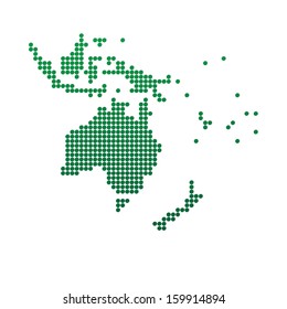 Green map of Oceania. Abstract vector illustration.