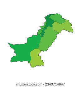 Green Map of Pakistan Illustration Vector Icon Independence Day Pakistan