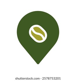 Green map pin with coffee bean icon in the middle