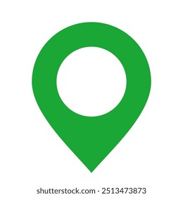 Green map pin pointer icon, green location pin symbol, map marker sign, gps position symbol vector illustration, pin point logo icon flat design image
