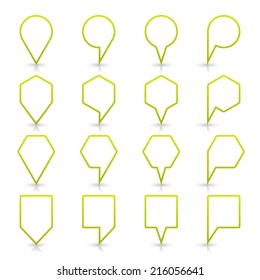 Green map pin sign location icon with gray reflection and shadow isolated on white background  in simple flat style. This web design element save in vector illustration 8 eps