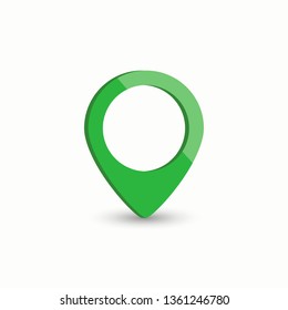 Green map pointer. 3D destination pointer with shadow.