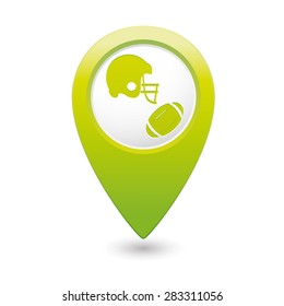 Green map pointer with American football icon