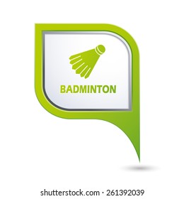 Green map pointer with badminton icon.