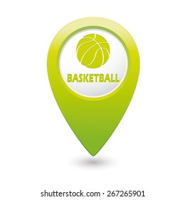  Green map pointer with basketball icon.
