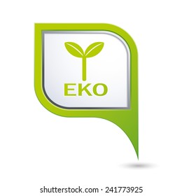 Green map pointer with Eco icon, ecological sign. Vector illustration