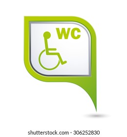 Green map pointer with handicap icon. Vector illustration