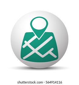 Green Map Pointer icon on white sphere
