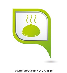 Green map pointer with restaurant icon. Vector illustration