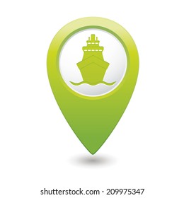 Green map pointer with ship icon.
