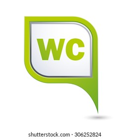 Green map pointer with WC sign. Vector illustration