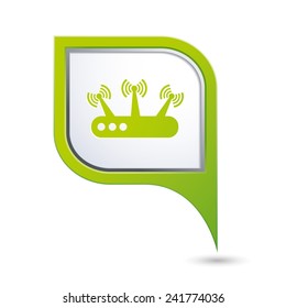 Green map pointer with wireless icon. Vector illustration