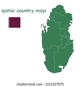 Die grüne Karte Katars teilt jede Stadt und jedes Territorium getrennt.