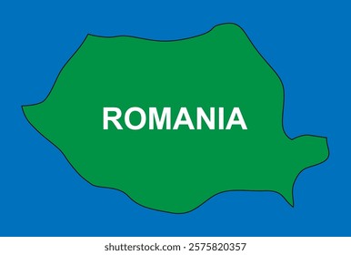 green map of romania vector illustration
