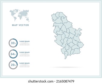 Mapa verde del vector de Serbia. aislado de fondo blanco.