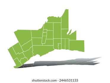 Green map of Toronto on white background.