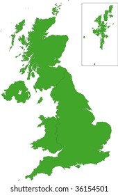 Green map of the United Kingdom