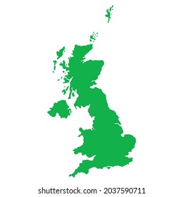 green map of United kingdom vector illustration isolated on white background