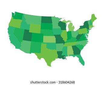 green map of United States