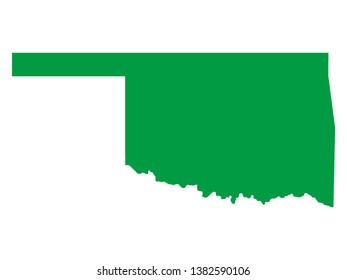 Green Map of US Federal State of Oklahoma