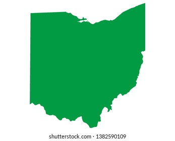 Green Map of US Federal State of Ohio