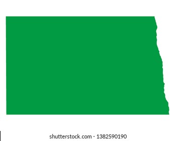 Green Map of US Federal State of North Dakota