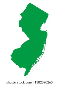 Green Map of US Federal State of New Jersey