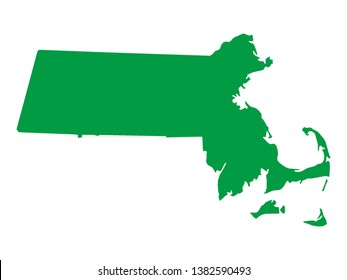 Green Map of US Federal State of Massachusetts