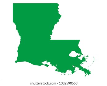 Green Map of US Federal State of Lousiana