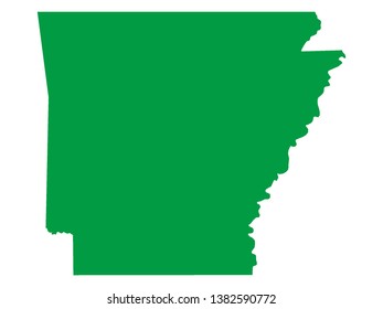 Green Map of US Federal State of Arkansas