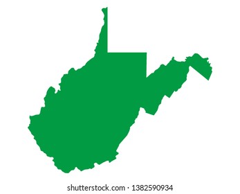 Green Map of US Federal State of West Virginia