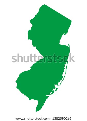 Green Map of US Federal State of New Jersey