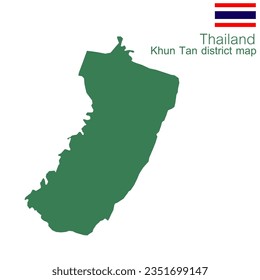 Green map vector. Khun Tan district is a district of Chiang Rai province.