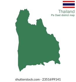 Green map vector. Pa Daet District is a district of Chiang Rai Province.