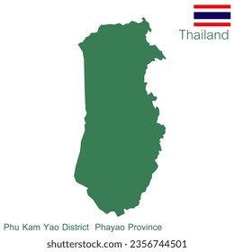 Green map vector Phu Kam Yao District is a district of Phayao Province