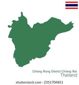 el vector de mapa verde Wiang Chiang Rung District es un distrito de la provincia de Chiang Rai