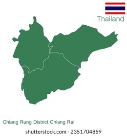 green map vector Wiang Chiang Rung District is a district of Chiang Rai Province with demarcation line