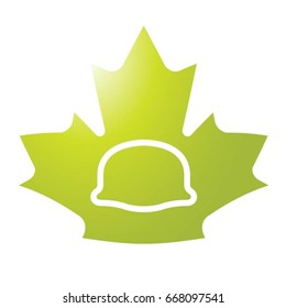 green maple leaf with helmet sign-vector drawing
