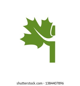 Green Maple Leaf Letter I