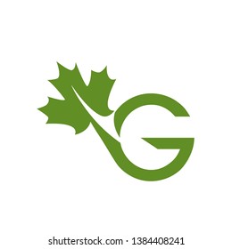 Green Maple Leaf Letter G