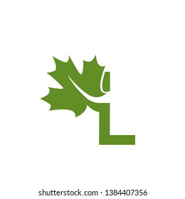 Green Maple Leaf Letter L